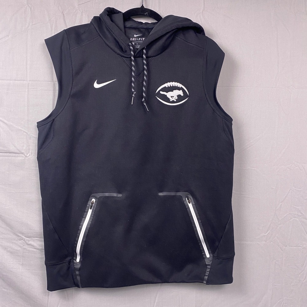Nike SMU Mustangs Dri-FIT Sleeveless Hoodie Men Large Black Pulllover College